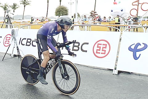 ◎ 劉朗燊在單車公路賽排第二十二名。