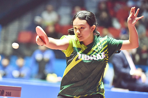 ◎ 李文彥在乒球U18女團取得一場勝利。